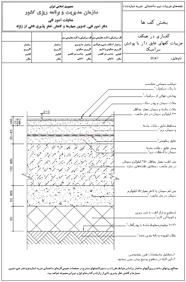 جزئیات کف های عایق دار با پوشش سرامیک