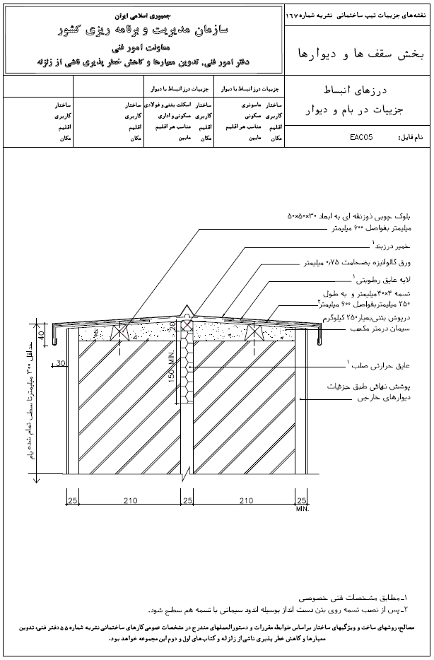 درزهای انبساط دیتیل در بام و دیوار سازمان مدیریت و برنامه ریزی کشور