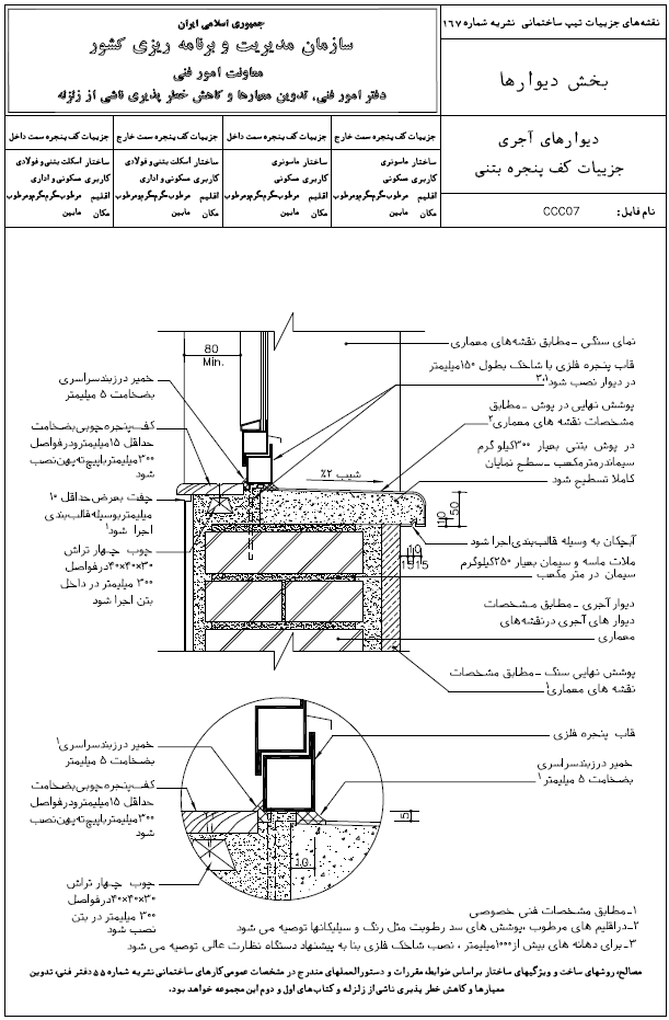 دیوارهای آجری دیتیل کف پنجره بننی