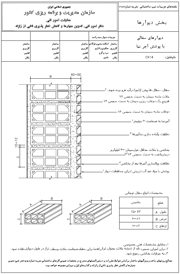 دیوارهای سفالی با پوشش آجرنما نظام مهندسی
