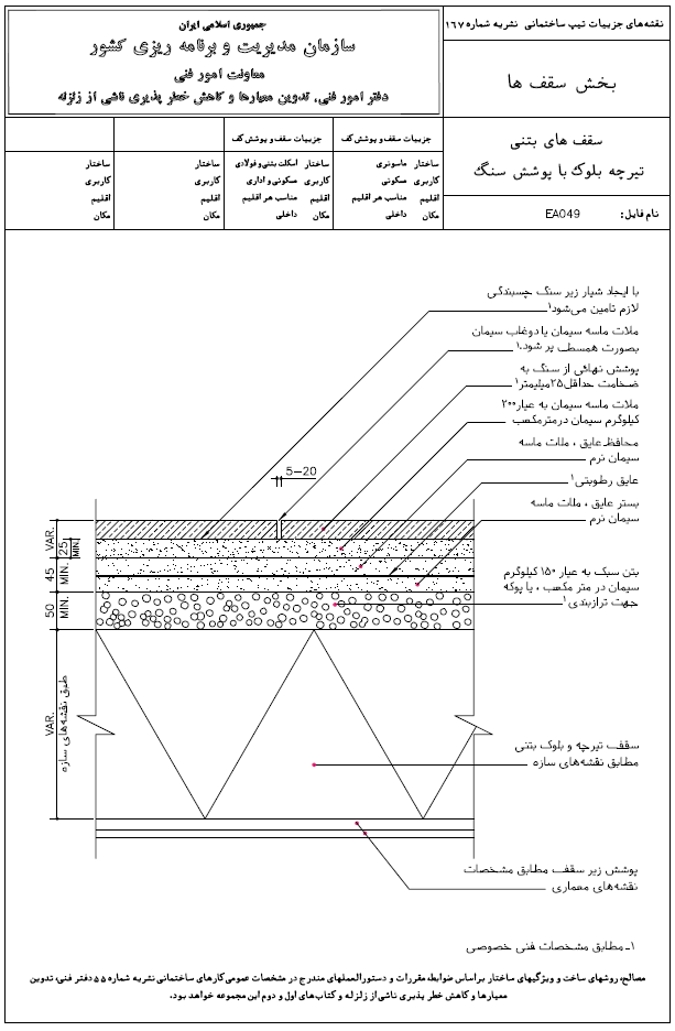 سقف تیرچه بلوک با پوشش سنگ نشریه 167
