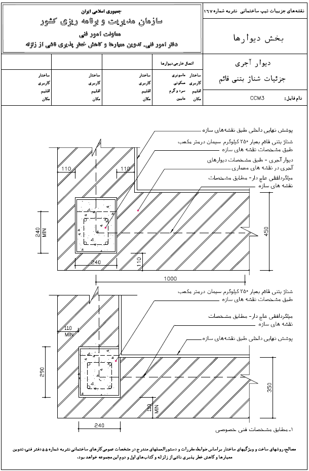شناژ بتنی قائم