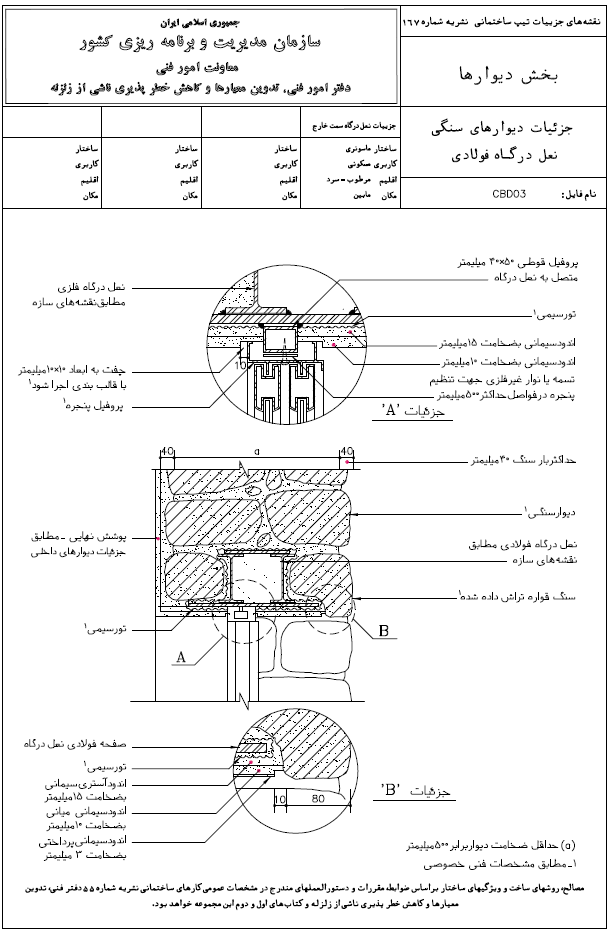 نعل درگاه فولادی دیتیل ساختمانی