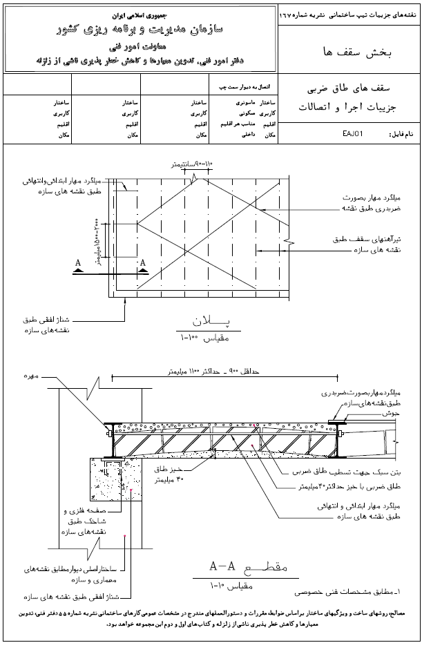 سقف طاق ضربی جزئیات اجرا و اتصالات