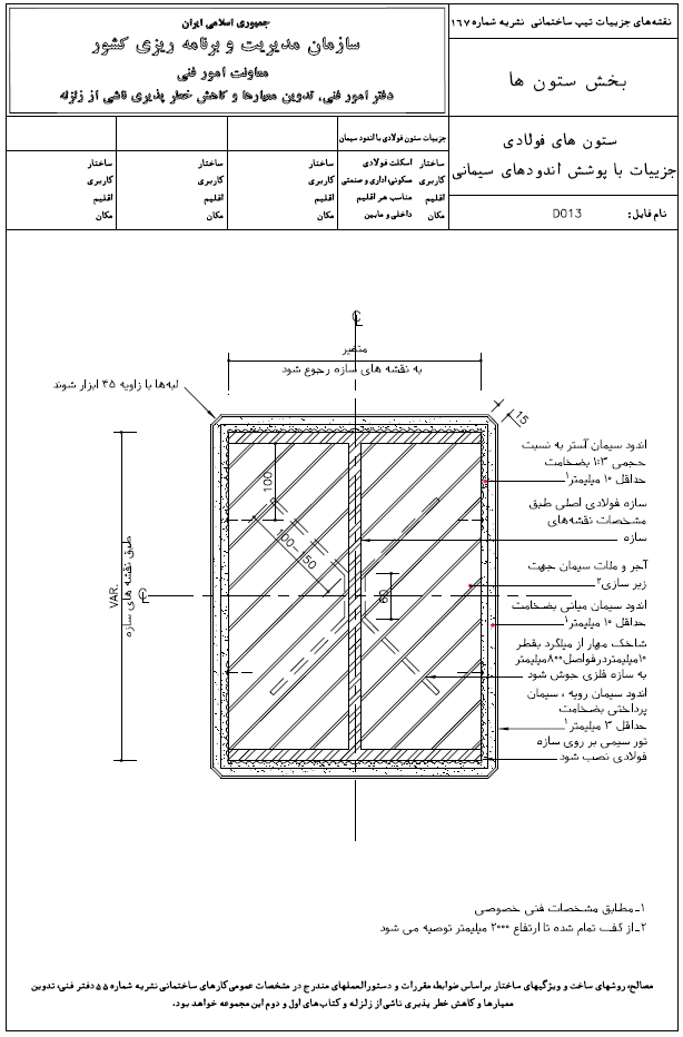 دیتیل ستون فولادی با اندود سیمانی
