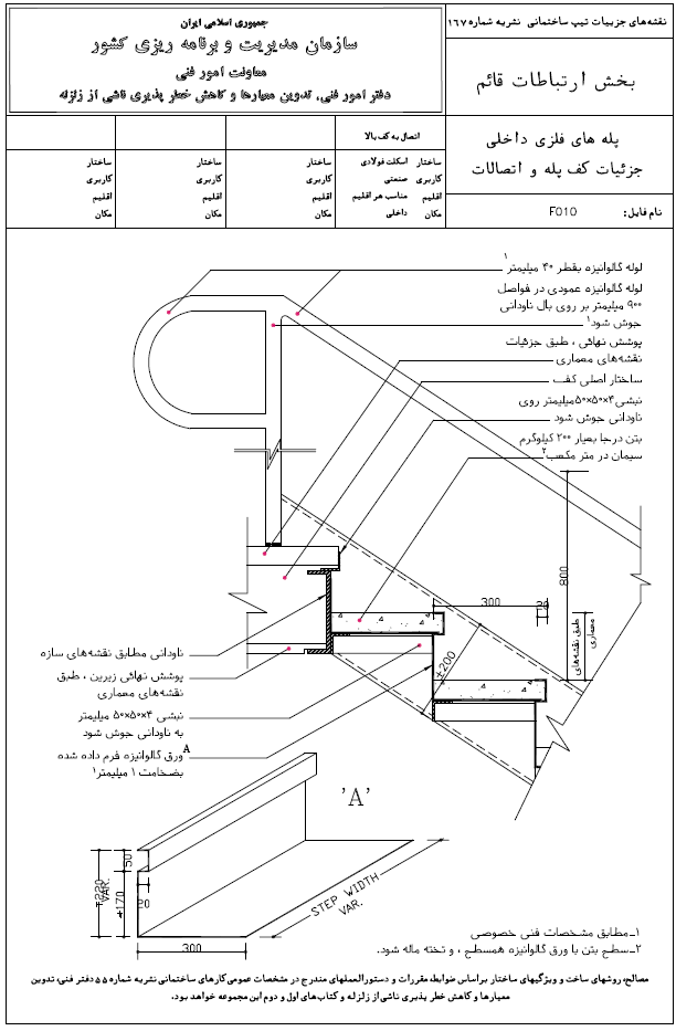 جزئیات کف پله و اتصالات
