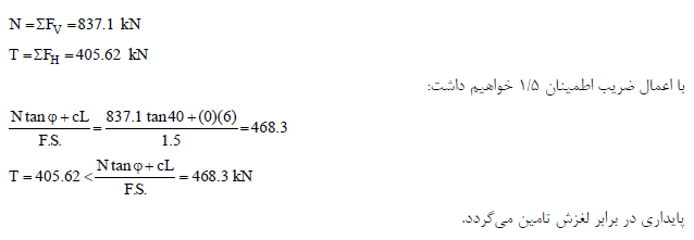 حلیل پایداری لغزشی دیوار حائل